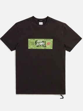 Ksubi Black Short Sleeve Tee with Lime Ticket Graphic